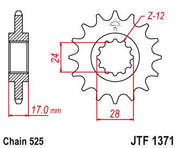 JT Sprockets Front Steel Countershaft Sprocket 14 Tooth 14T 525 Chain