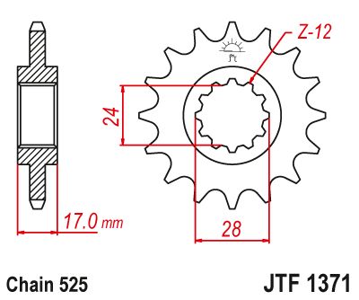 JT Sprockets Front Steel Countershaft Sprocket 14 Tooth 14T 525 Chain