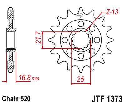 JT Sprockets Front Steel Sprocket 16 Tooth 16T 520 Chain JTF1373.16