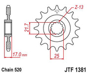 JT Sprockets Front Steel Countershaft Sprocket 15 Tooth 15T 520 Chain For Honda CB500X 2013-2021 JTF1381.15