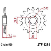 JT Sprockets Front Steel Countershaft Sprocket 15 Tooth 15T 520 Chain For Honda CB500 XA-N 2022 JTF1381.15