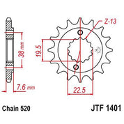 JT Sprockets Front Steel Countershaft Sprocket 14 Tooth 14T 520 Chain