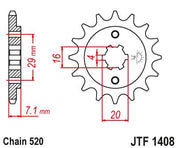 JT Sprockets Front Steel Sprocket 15 Tooth 15T 520 Chain JTF1408.15