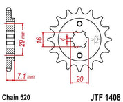 JT Sprockets Front Steel Sprocket 15 Tooth 15T 520 Chain For Suzuki VanVan 200 RV200 2016-2019 JTF1408.15