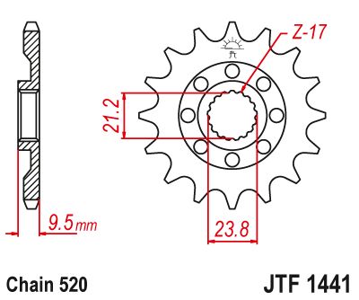 JT Sprockets Front Steel Countershaft Sprocket SC 13 Tooth 13T 520 Chain