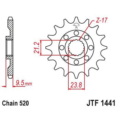 JT Sprockets Front Steel Countershaft Sprocket 15 Tooth 15T 520 Chain