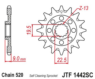 JT Sprockets Front Steel Countershaft Sprocket SC 13 Tooth 13T 520 Chain