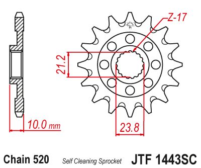 JT Sprockets Front Steel Countershaft Sprocket SC 13 Tooth 13T 520 Chain