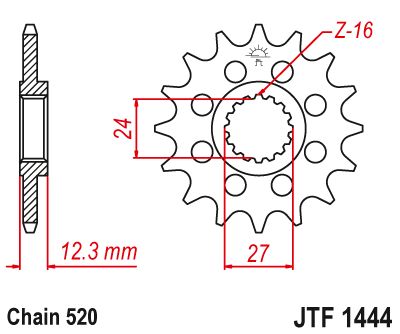 JT Sprockets Front Steel Countershaft Sprocket 17 Tooth 17T 520 Chain