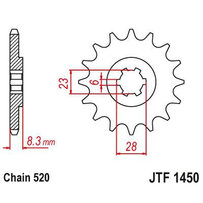 JT Sprockets Front Steel Countershaft Sprocket 14 Tooth 14T 520 Chain