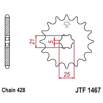 JT Sprockets Front Steel Sprocket 13 Tooth 13T 428 Chain JTF1467.13