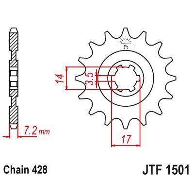 JT Sprockets Front Steel Countershaft Sprocket 12 Tooth 12T 428 Chain