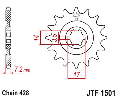 JT Sprockets Front Steel Countershaft Sprocket 13 Tooth 13T 428 Chain