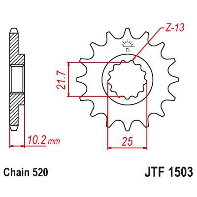 JT Sprockets Front Steel Countershaft Sprocket 13 Tooth 13T 520 Chain