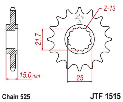 JT Sprockets Front Steel Sprocket 14 Tooth 14T 525 Chain JTF1515.14