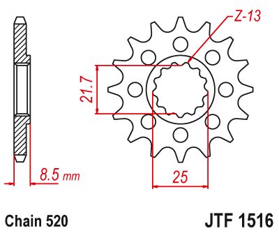 JT Sprockets Front Steel Countershaft Sprocket 15 Tooth 15T 520 Chain