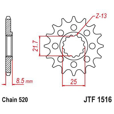 JT Sprockets Front Steel Countershaft Sprocket 15 Tooth 15T 520 Chain
