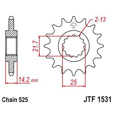 JT Sprockets Front Steel Sprocket 15 Tooth 15T 525 Chain JTF1531.15