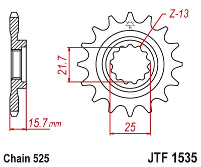 JT Sprockets Front Steel Countershaft Sprocket 15 Tooth 15T 525 Chain