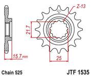 JT Sprockets Front Steel Countershaft Sprocket 15 Tooth 15T 525 Chain For Kawasaki Ninja ZX6R ZX636 A1P 2002 JTF1535.15