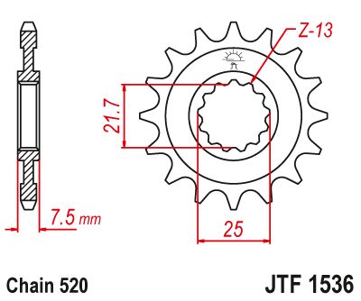 JT Sprockets Front Steel Countershaft Sprocket 16 Tooth 16T 520 Chain