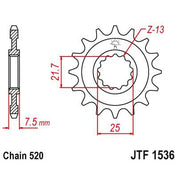 JT Sprockets Front OEM Type Rubber Cushioned Sprocket 15 Tooth 15T 520 Chain