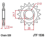 JT Sprockets Front Steel Countershaft Sprocket 15 Tooth 15T 520 Chain For Kawasaki Ninja ZX6R ZX636 40th Anniv KRF 2024 JTF1536.15