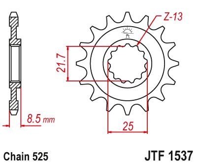 JT Sprockets Front Steel Countershaft Sprocket 15 Tooth 15T 525 Chain