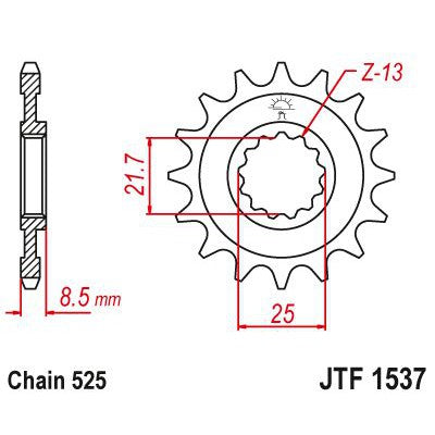 JT Sprockets Front Steel Countershaft Sprocket 16 Tooth 16T 525 Chain