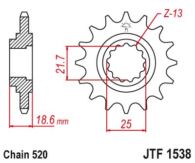 JT Sprockets Front Steel Sprocket 14 Tooth 14T 520 Chain JTF1538.14