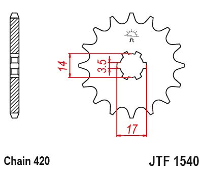 JT Sprockets Front Steel Sprocket 14 Tooth 14T 420 Chain JTF1540.14