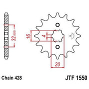 JT Sprockets Front Steel Sprocket 14 Tooth 14T 428 Chain For BETA RR 125 2006-2010 JTF1550.14
