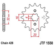 JT Sprockets Front Steel Sprocket 14 Tooth 14T 428 Chain For BETA RR 125 LC 4T Motard 2011-2020 JTF1550.14