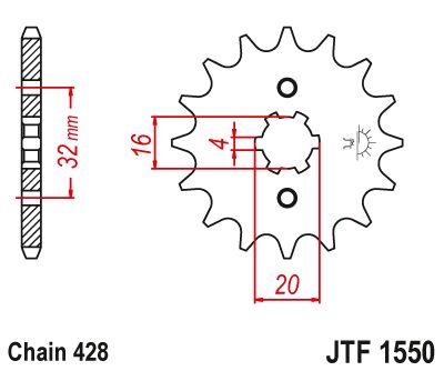JT Sprockets Front Steel Sprocket 14 Tooth 14T 428 Chain For BETA RR 125 LC 4T Motard 2011-2020 JTF1550.14