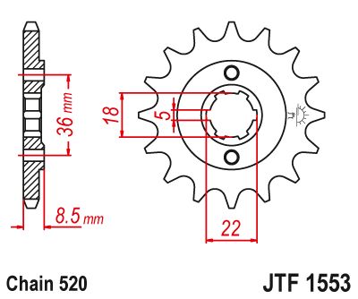 JT Sprockets Front Steel Sprocket 15 Tooth 15T 520 Chain JTF1553.15