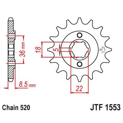 JT Sprockets Front Steel Sprocket 15 Tooth 15T 520 Chain JTF1553.15
