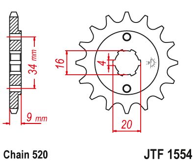 JT Sprockets Front Steel Sprocket 15 Tooth 15T 520 Chain JTF1554.15