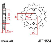 JT Sprockets Front Steel Countershaft Sprocket 13 Tooth 13T 520 Chain For Yamaha Blaster 200 YFS200 1999-2006 JTF1554.13