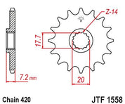 JT Sprockets Front Steel Countershaft Sprocket 14 Tooth 14T 420 Chain