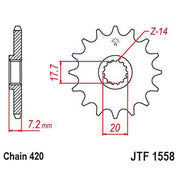 JT Sprockets Front Steel Countershaft Sprocket 14 Tooth 14T 420 Chain