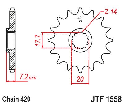 JT Sprockets Front Steel Countershaft Sprocket 14 Tooth 14T 420 Chain