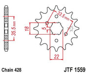 JT Sprockets Front Steel Countershaft Sprocket 14 Tooth 14T 428 Chain For Yamaha TW200 1989-2024 JTF1559.14