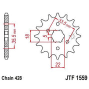 JT Sprockets Front Steel Countershaft Sprocket 14 Tooth 14T 428 Chain For Yamaha TW225 E 2002-2007 JTF1559.14