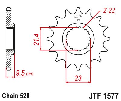 JT Sprockets Front Steel Sprocket 15 Tooth 15T 520 Chain JTF1577.15