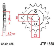 JT Sprockets Front Steel Sprocket 19 Tooth 19T 428 Chain JTF1588.19