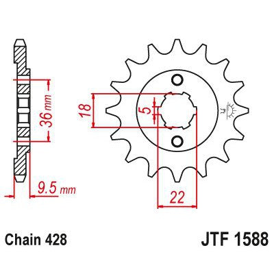 JT Sprockets Front Steel Sprocket 19 Tooth 19T 428 Chain JTF1588.19