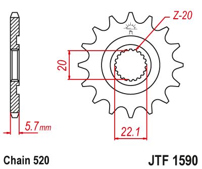 JT Sprockets Front Steel Sprocket 14 Tooth 14T 520 Chain JTF1590.14