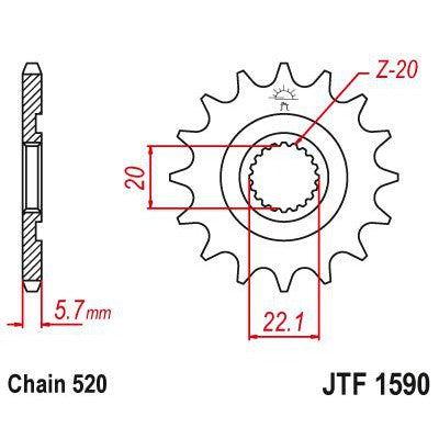 JT Sprockets Front Steel Sprocket 14 Tooth 14T 520 Chain JTF1590.14