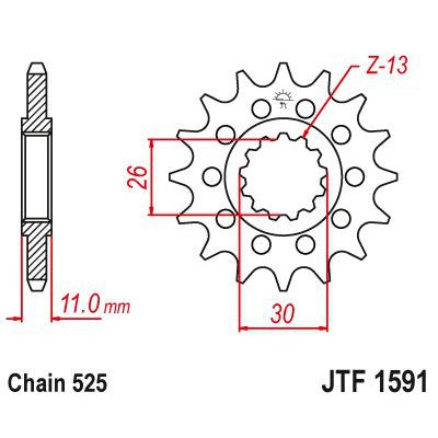 JT Sprockets Front OEM Type Rubber Cushioned Sprocket 15 Tooth 15T 525 Chain