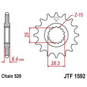 JT Sprockets Front OEM Type Rubber Cushioned Sprocket 14 Tooth 14T 520 Chain